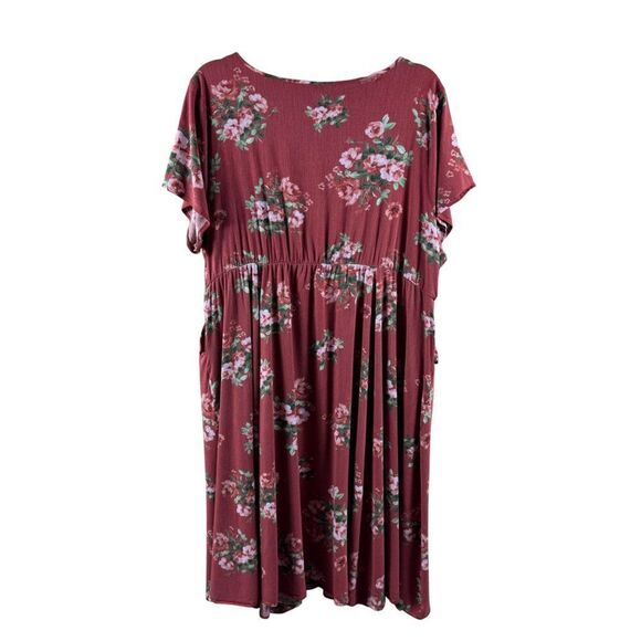 Torrid Mini Challis Button-Front Dress Terracotta Red Floral Rayon Size 3X - Picture 4 of 12